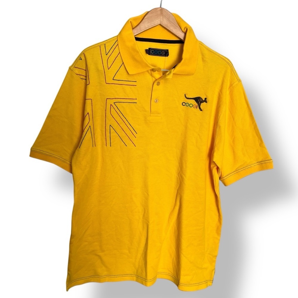 NWT COOGI Embroidered 100% Cotton Short Sleeve Yellow Polo Shirt Men’s Size XL